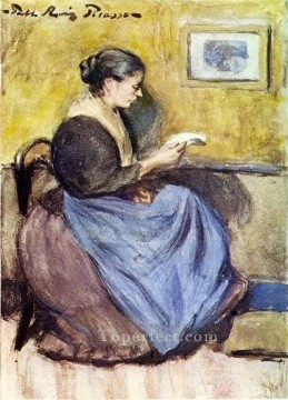 パブロ・ピカソ Painting - 座る女性 1903年 パブロ・ピカソ